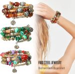 FIBO STEEL 6 Sets Bohemian Stackable Bead Bracelets for Women Stretch Multilayered Bracelet Set Multicolor Boho Jewelry - Image 3